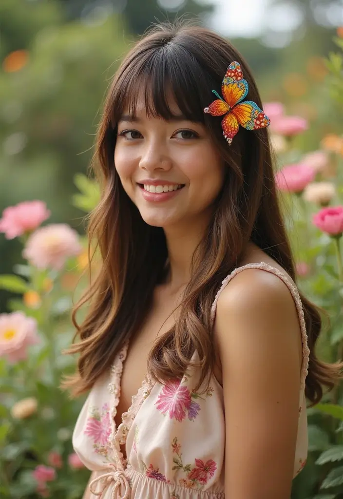 33 Stunning Hair Styles Straight Hair Looks to Try - 18. Straight Hair with a Butterfly Clip