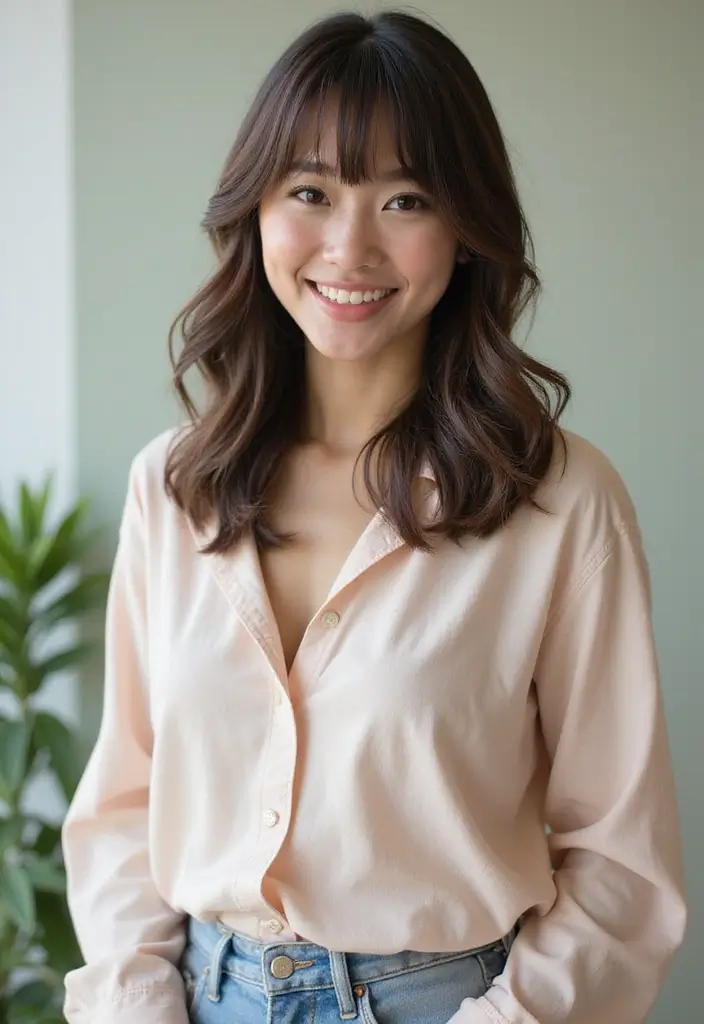 33 Stunning Hair Styles Straight Hair Looks to Try - 30. Straight Hair with a Curled Bang