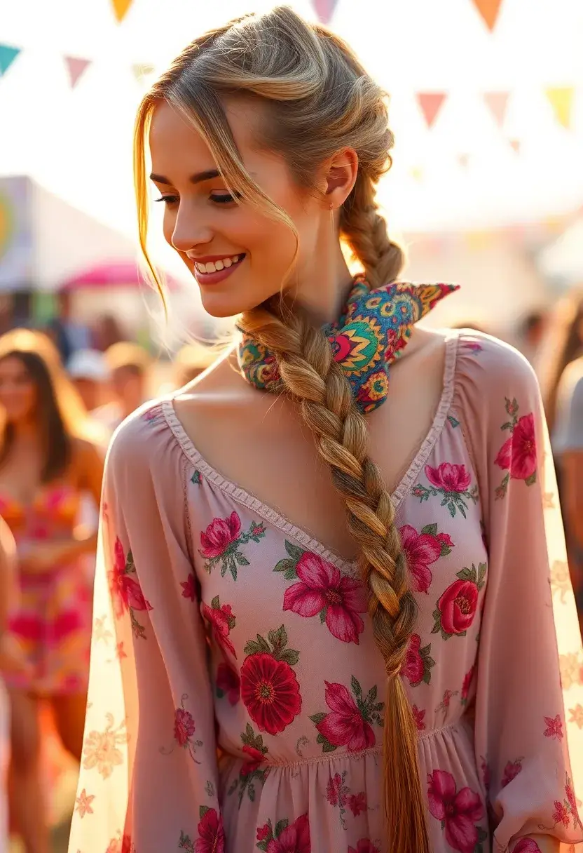 33 Stunning Hairstyles Braids Ideas for All Hair Lengths - 16. Braid with a Scarf