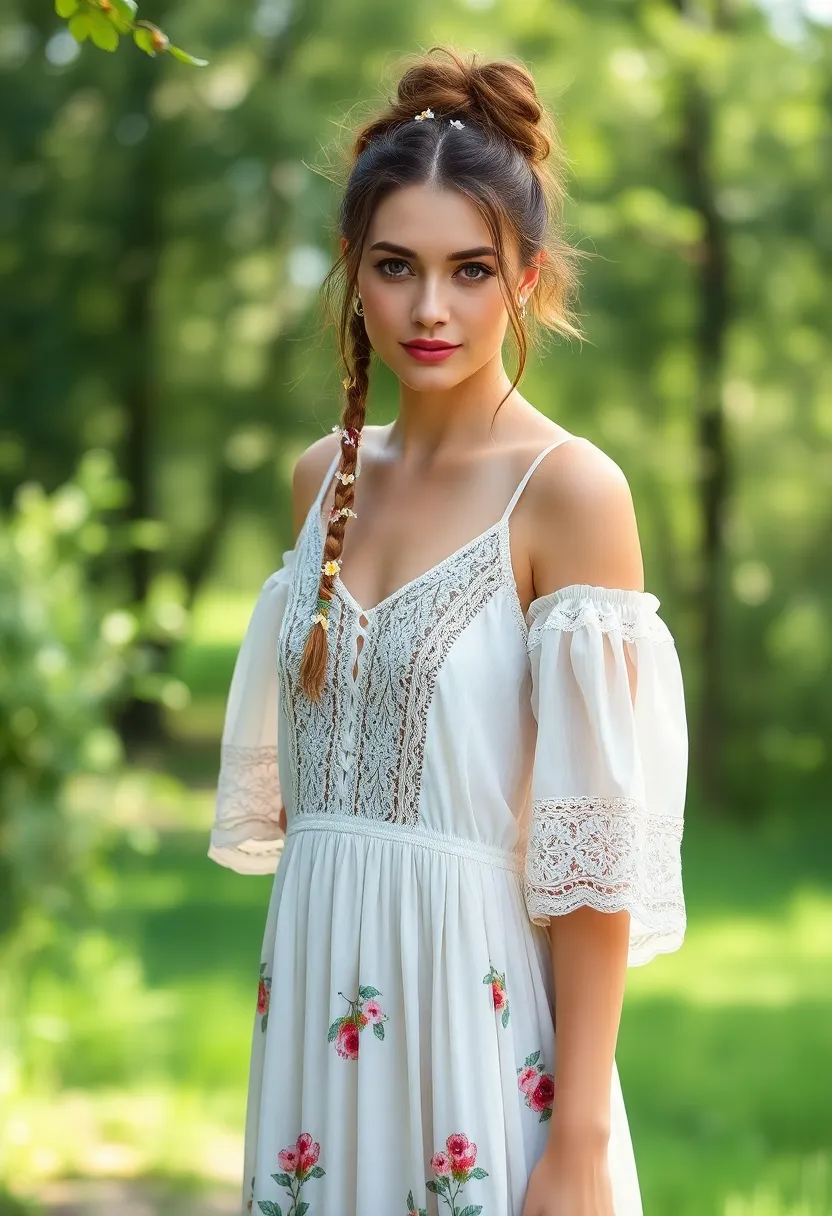 33 Stylish Hairstyles for Medium Length Hair: Bohemian Inspirations - 2. Messy Bun with Braids