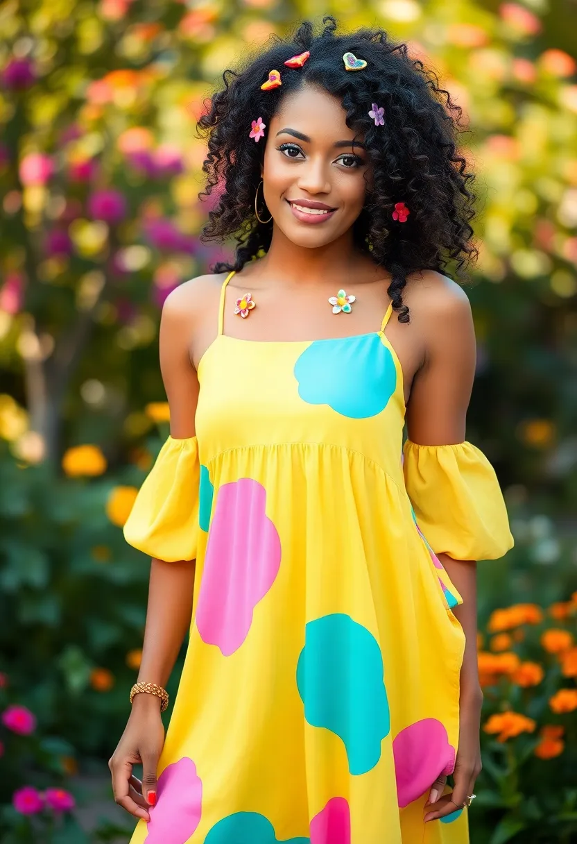 34 Bouncy Hairstyles for Curly Hair That Shine - 24. Curly Hair with a Barrettes