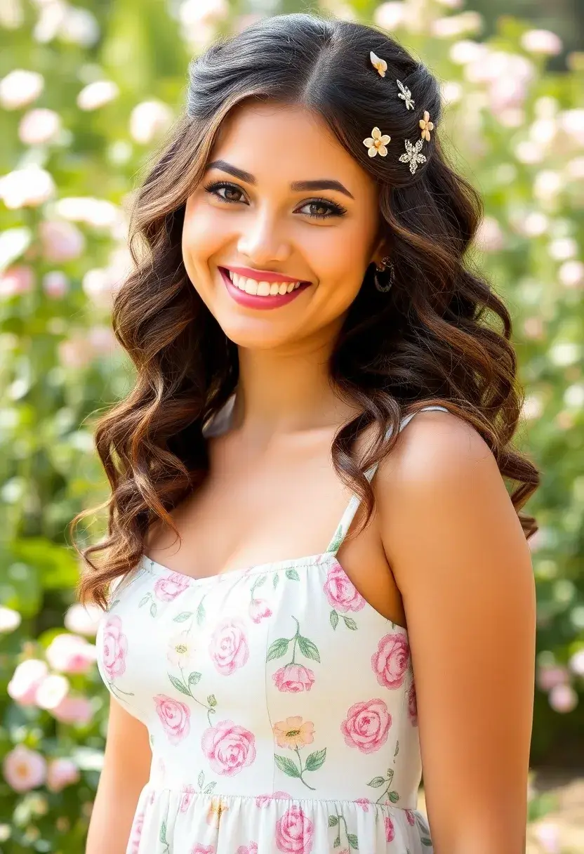 34 Bouncy Hairstyles for Curly Hair That Shine - 3. Half-Up, Half-Down Curls