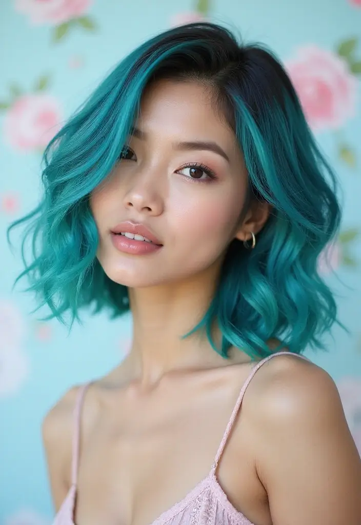34 Short Bob Hairstyles That Will Make You Stand Out - 10. Teal and Turquoise Mix