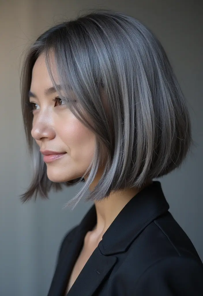 34 Short Bob Hairstyles That Will Make You Stand Out - 17. Steel Grey Bob