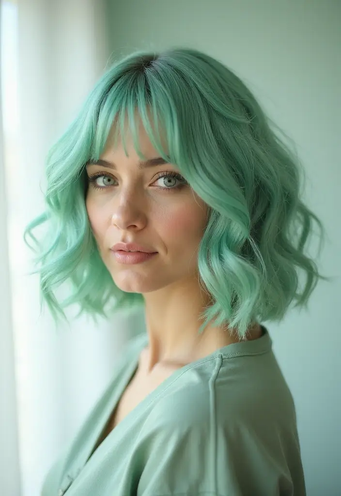 34 Short Bob Hairstyles That Will Make You Stand Out - 19. Mint Green Bob