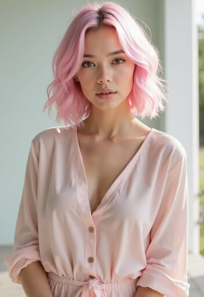 34 Short Bob Hairstyles That Will Make You Stand Out - 2. Pastel Pink Perfection