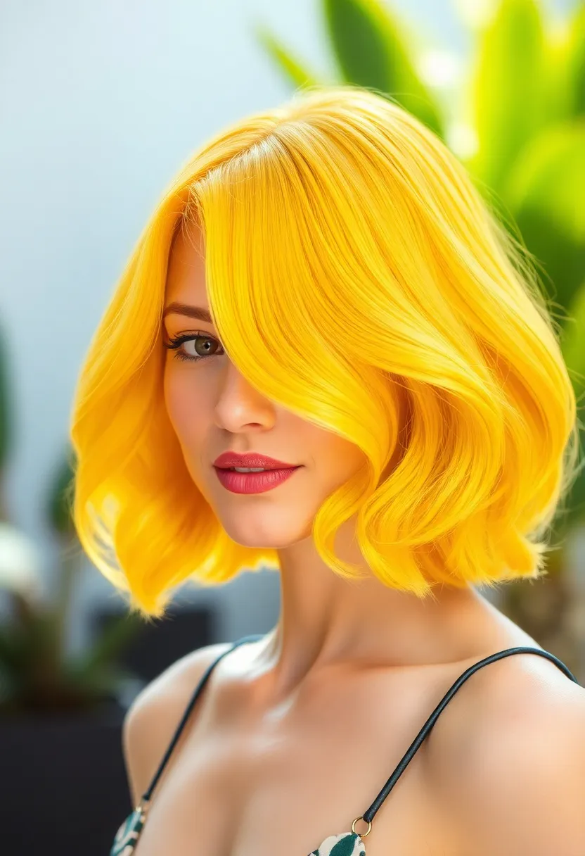34 Short Bob Hairstyles That Will Make You Stand Out - 21. Bright Yellow Bob