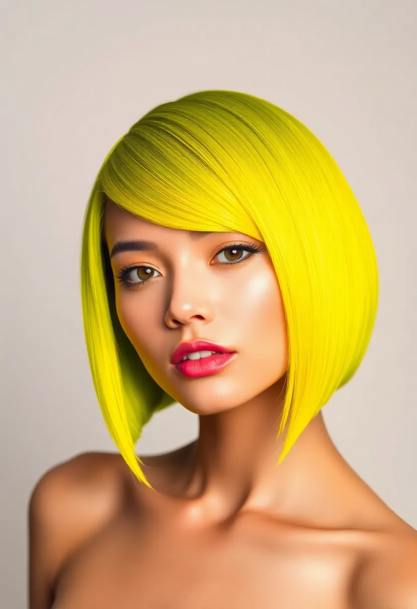 34 Short Bob Hairstyles That Will Make You Stand Out - 24. Neon Yellow Bob