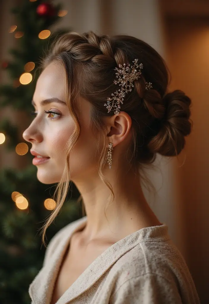 35 Christmas Eve Hairstyles That Impress Everyone - 19. Chic Braided Updo