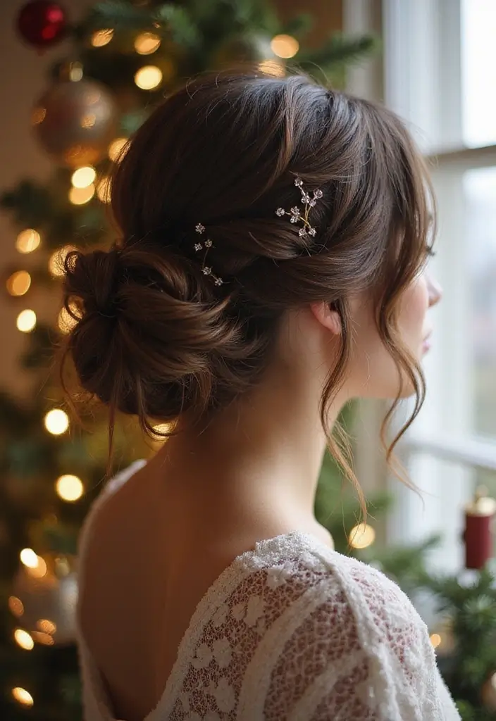 35 Christmas Eve Hairstyles That Impress Everyone - 24. Soft Side Chignon