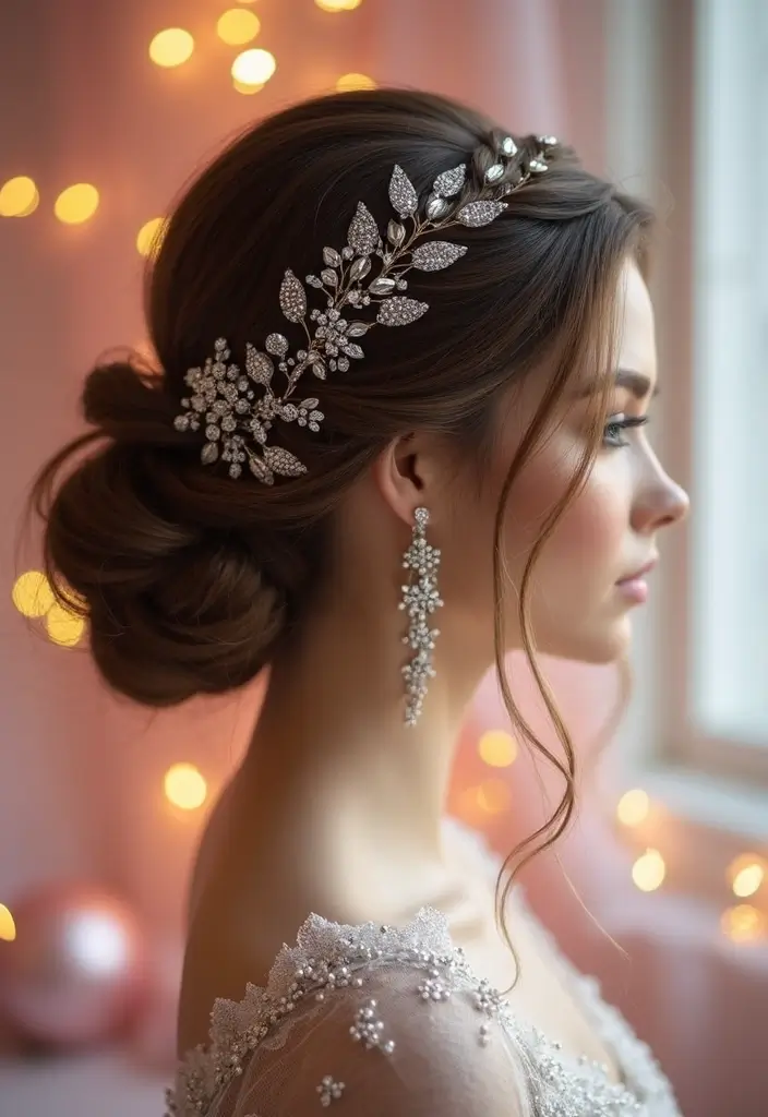 35 Christmas Eve Hairstyles That Impress Everyone - 5. Bejeweled Updo