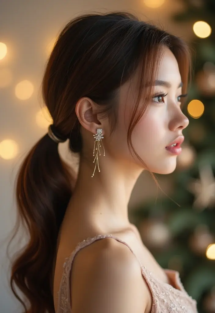 35 Christmas Eve Hairstyles That Impress Everyone - 7. Simple Elegance Ponytail