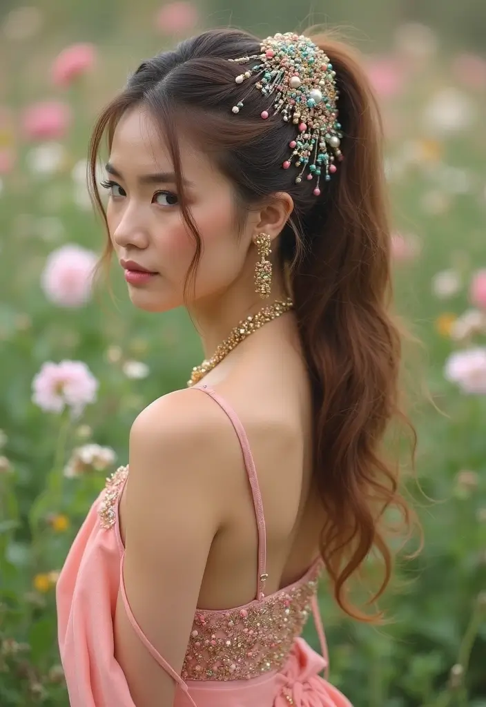 35 Classic and Modern Hairstyles Ponytail Styles for Elegant Occasions - 12. Beaded Ponytail