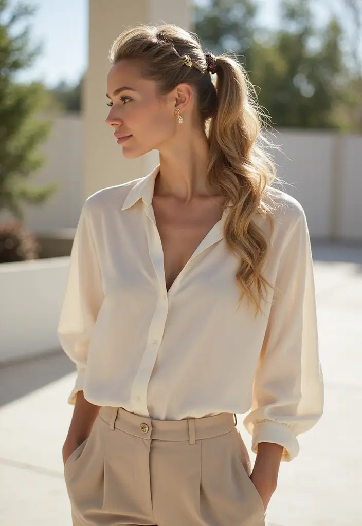 35 Classic and Modern Hairstyles Ponytail Styles for Elegant Occasions - 17. Ponytail with Side Braid