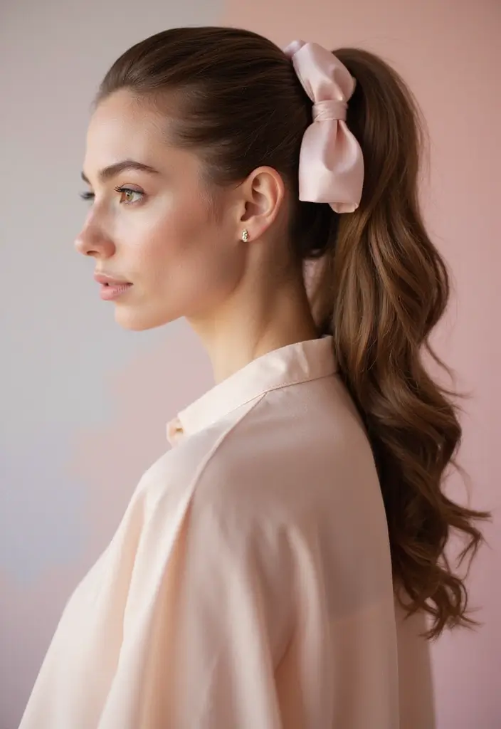 35 Classic and Modern Hairstyles Ponytail Styles for Elegant Occasions - 23. Ponytail with a Bow
