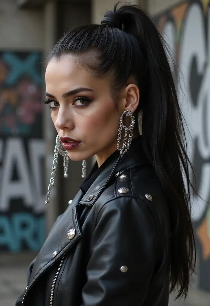 35 Classic and Modern Hairstyles Ponytail Styles for Elegant Occasions - 26. Ponytail with Chains