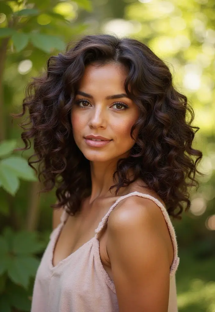 35 Eco-Friendly Hairstyles for Medium Length Curly Hair to Try - 1. Loose Curly Waves with Natural Oils