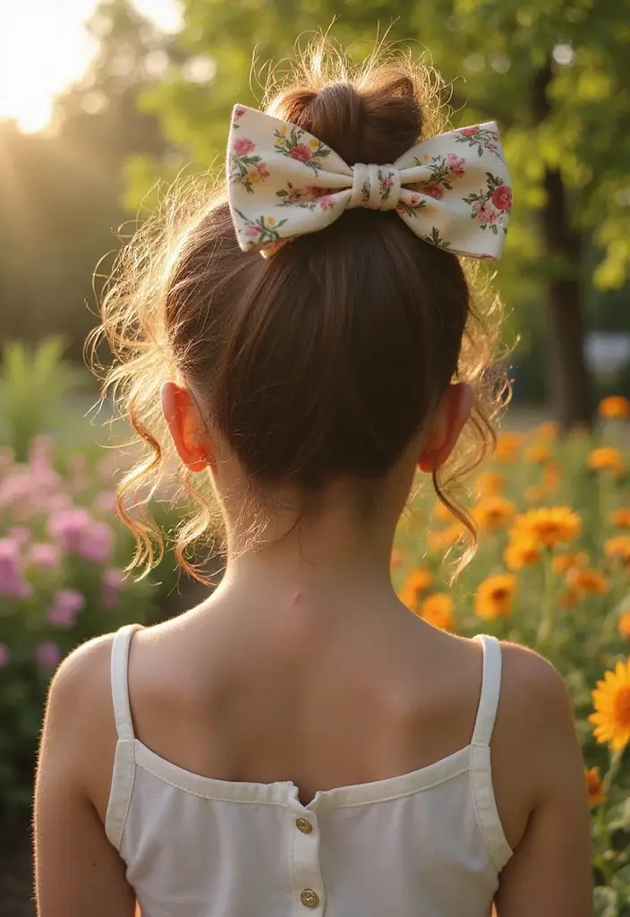 35 Eco-Friendly Hairstyles for Medium Length Curly Hair to Try - 19. Curly Hair with Natural Hair Bows