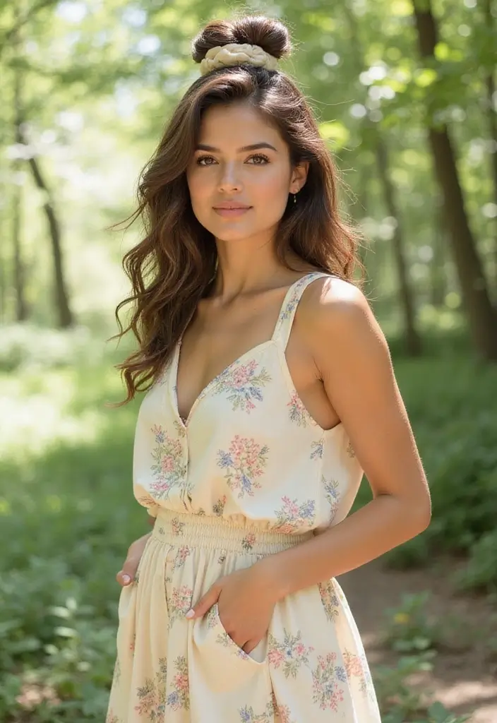 35 Eco-Friendly Hairstyles for Medium Length Curly Hair to Try - 2. Half Up, Half Down Curly Style