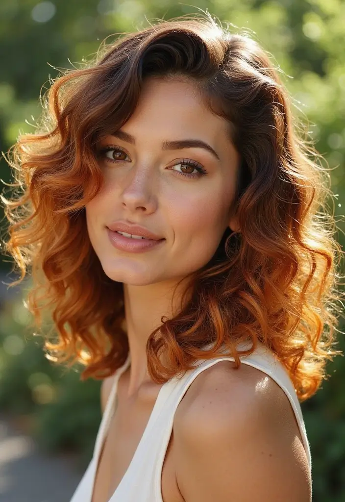 35 Eco-Friendly Hairstyles for Medium Length Curly Hair to Try - 22. Curly Hair with Ombre Effect