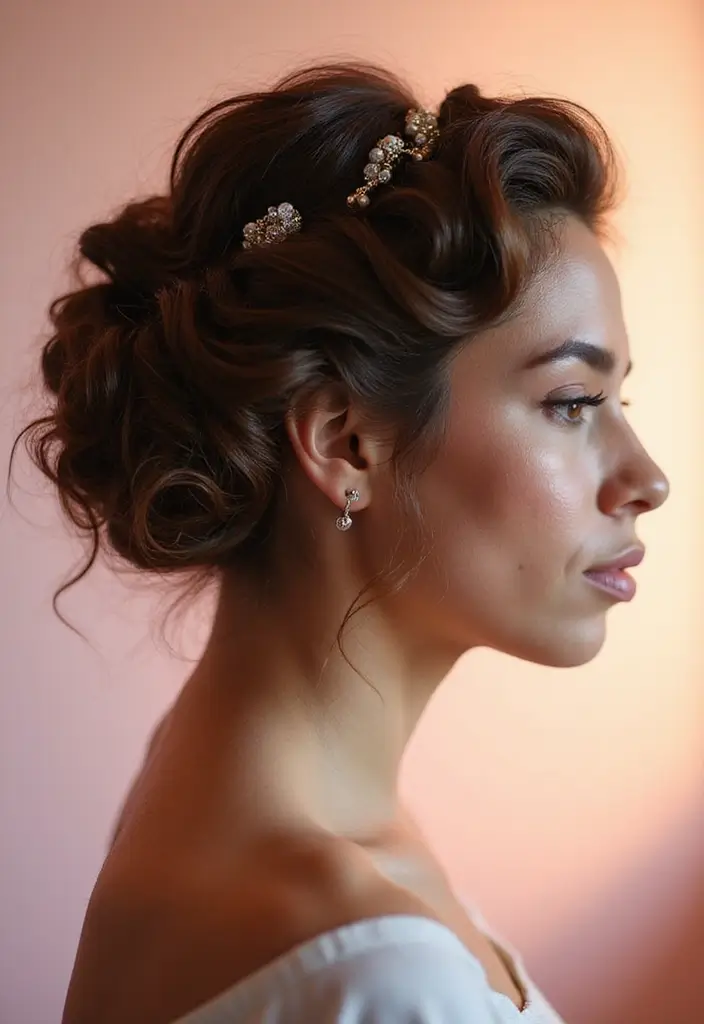 35 Eco-Friendly Hairstyles for Medium Length Curly Hair to Try - 24. Curly Hair with a Low Side Bun