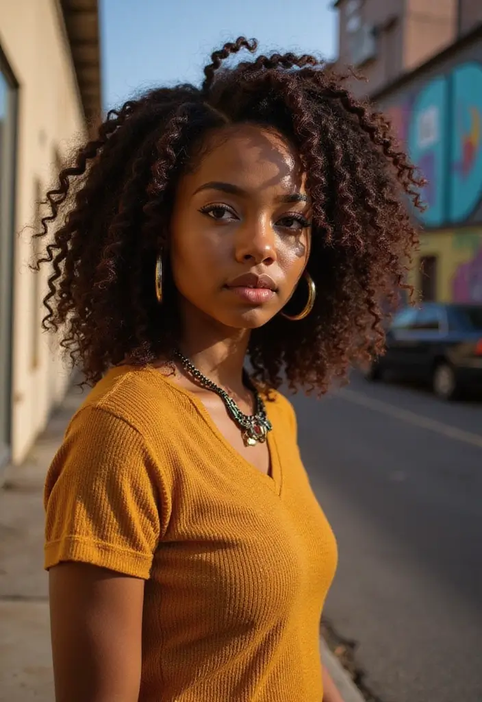 35 Eco-Friendly Hairstyles for Medium Length Curly Hair to Try - 25. Curly Hair with Box Braids