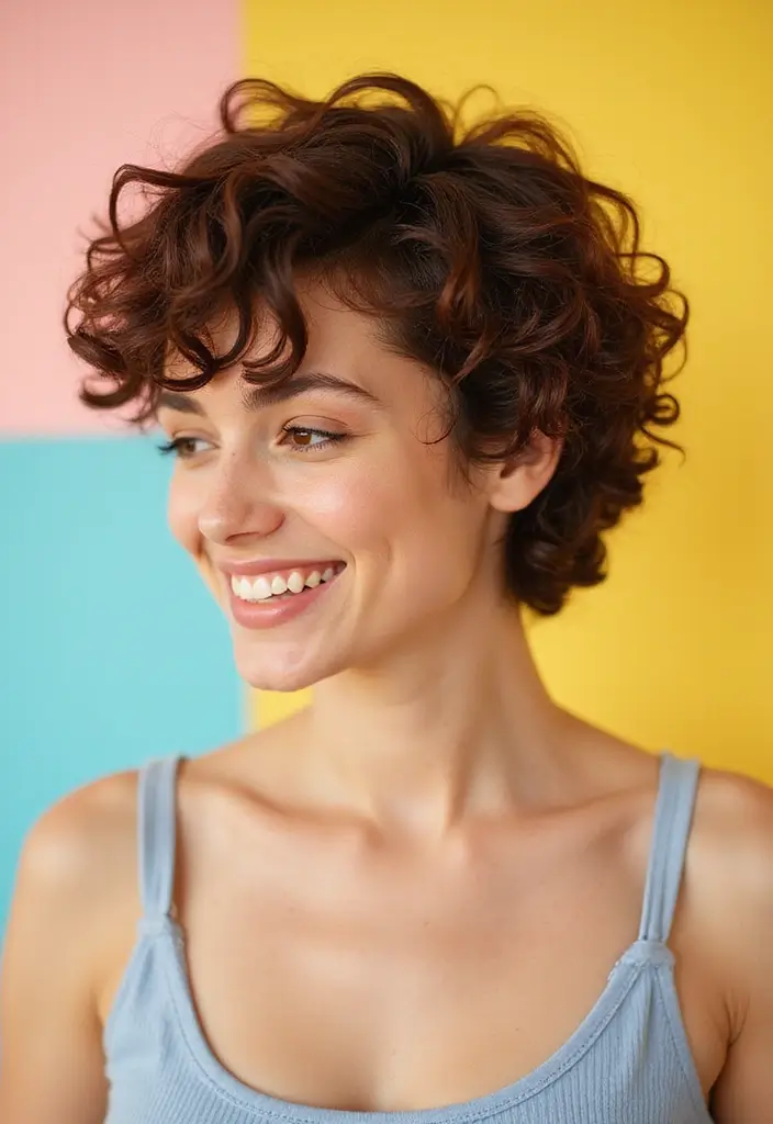 35 Eco-Friendly Hairstyles for Medium Length Curly Hair to Try - 5. Curly Pixie Cut with Eco-Friendly Products