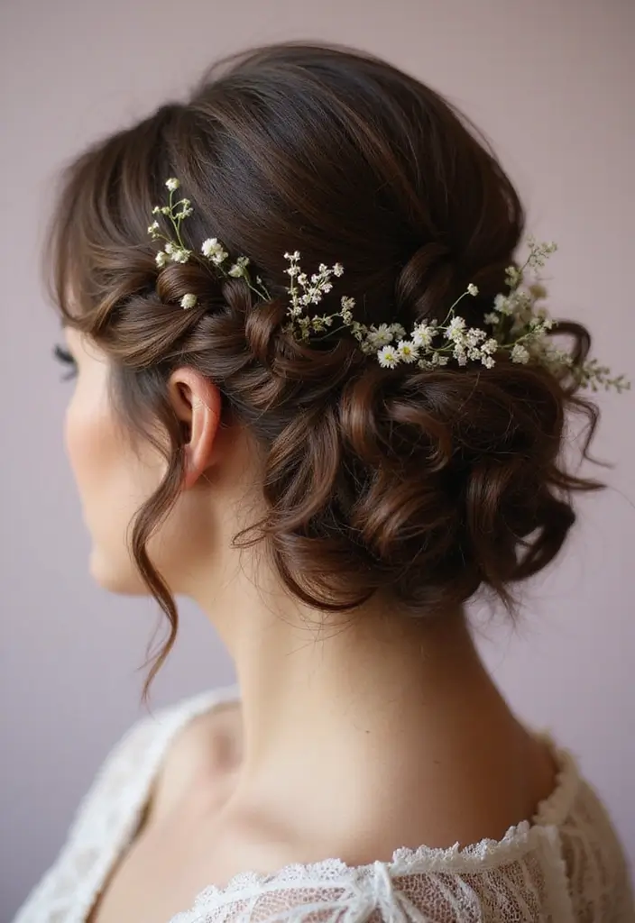 35 Eco-Friendly Hairstyles for Medium Length Curly Hair to Try - 6. Twisted Curly Updo for Elegant Occasions