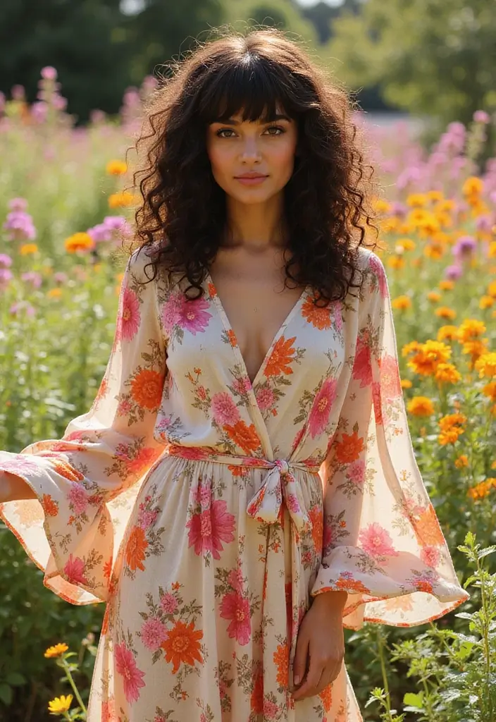 35 Eco-Friendly Hairstyles for Medium Length Curly Hair to Try - 7. Side-Swept Curly Bangs