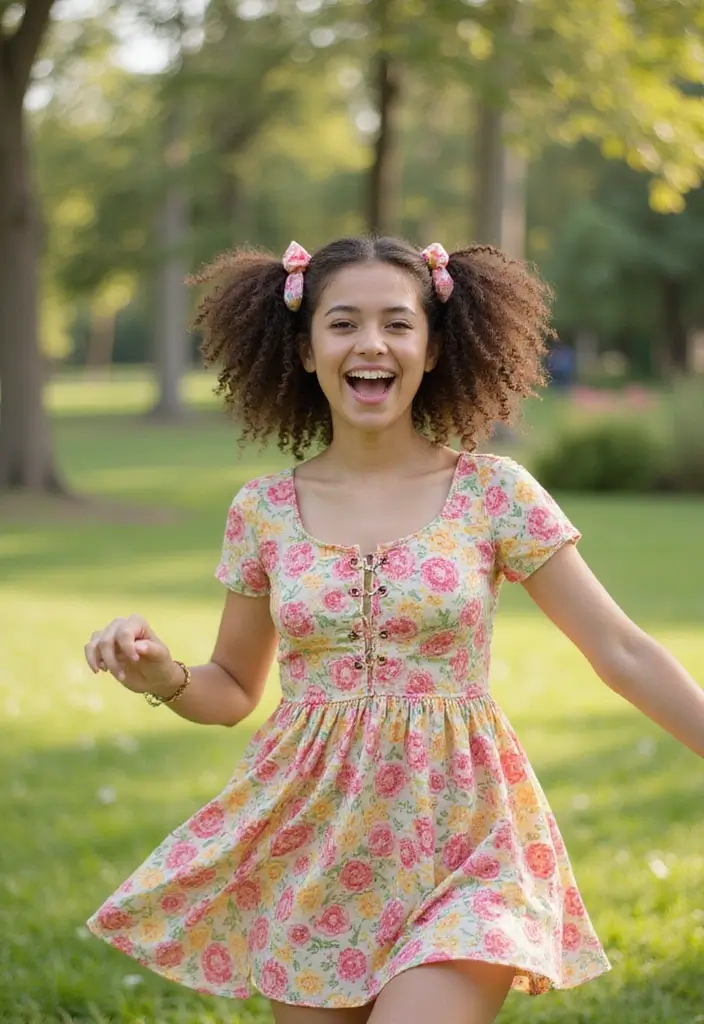 35 Eco-Friendly Hairstyles for Medium Length Curly Hair to Try - 8. Curly Pigtails for a Playful Vibe