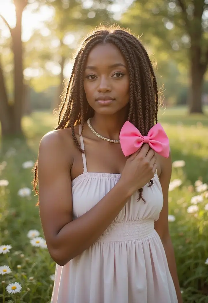 35 Hair Styles with Bow Accents to Try - 23. Twisted Braids with Bow