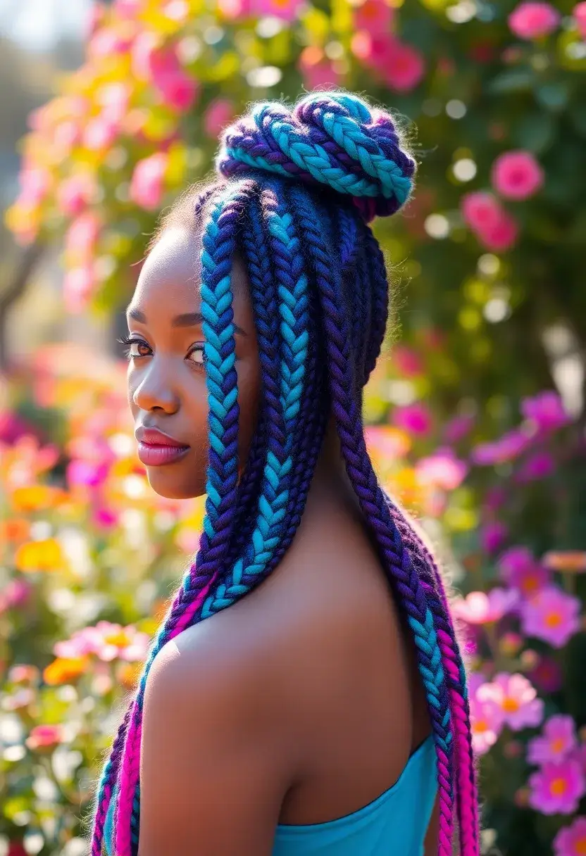 35 Hair Styles with Braids That Are Stunning - 11. Box Braids with Color