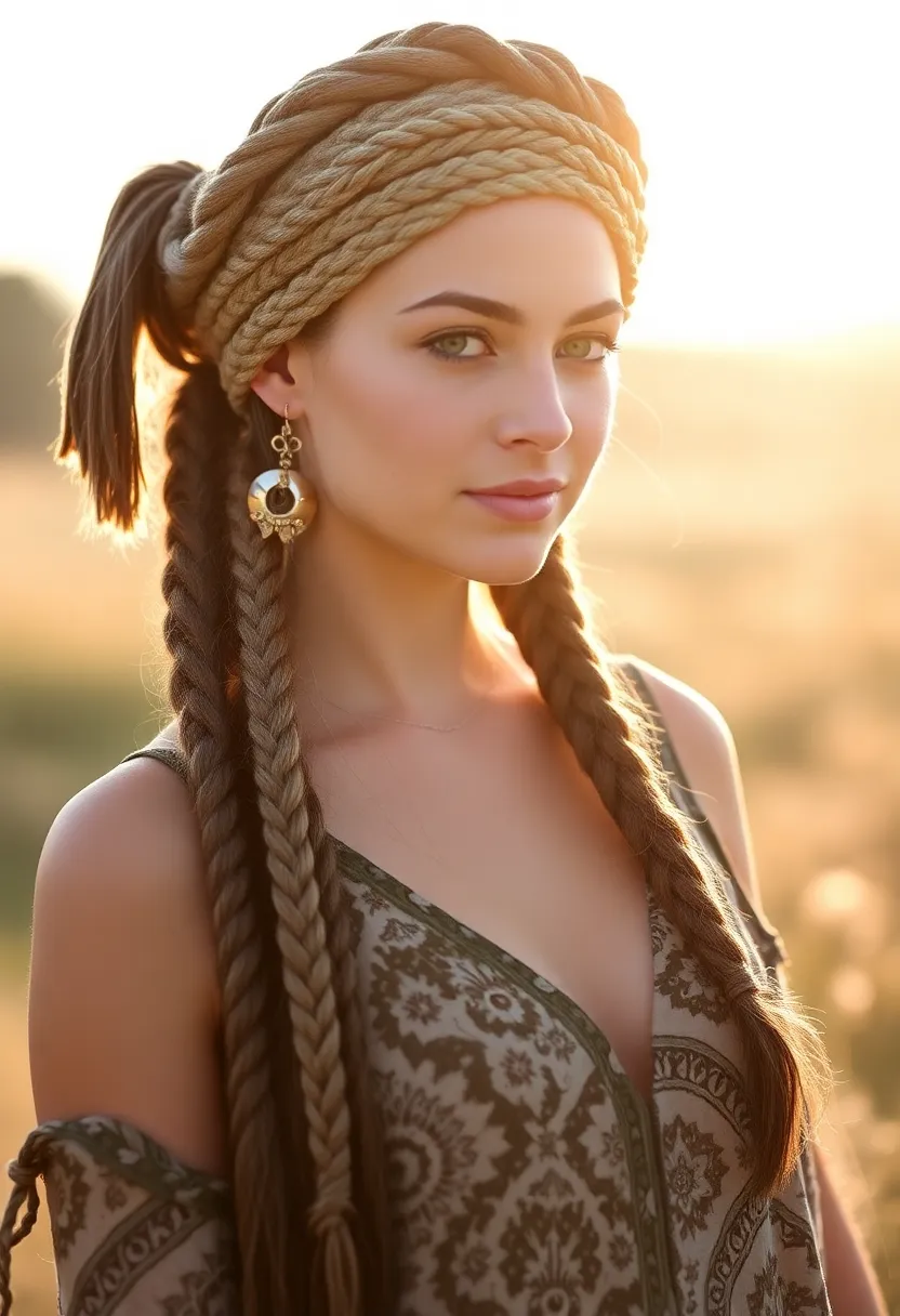 35 Hair Styles with Braids That Are Stunning - 34. Bohemian Braided Headwrap
