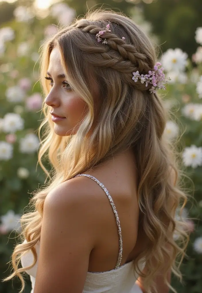 35 Hair Styles with Braids That Are Stunning - 4. Half-Up Braided Style
