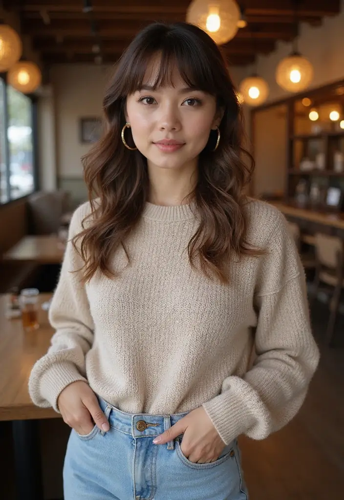 35 Haircut Ideas for Medium Hair to Try This Year - 5. Curtain Bangs with Medium Hair