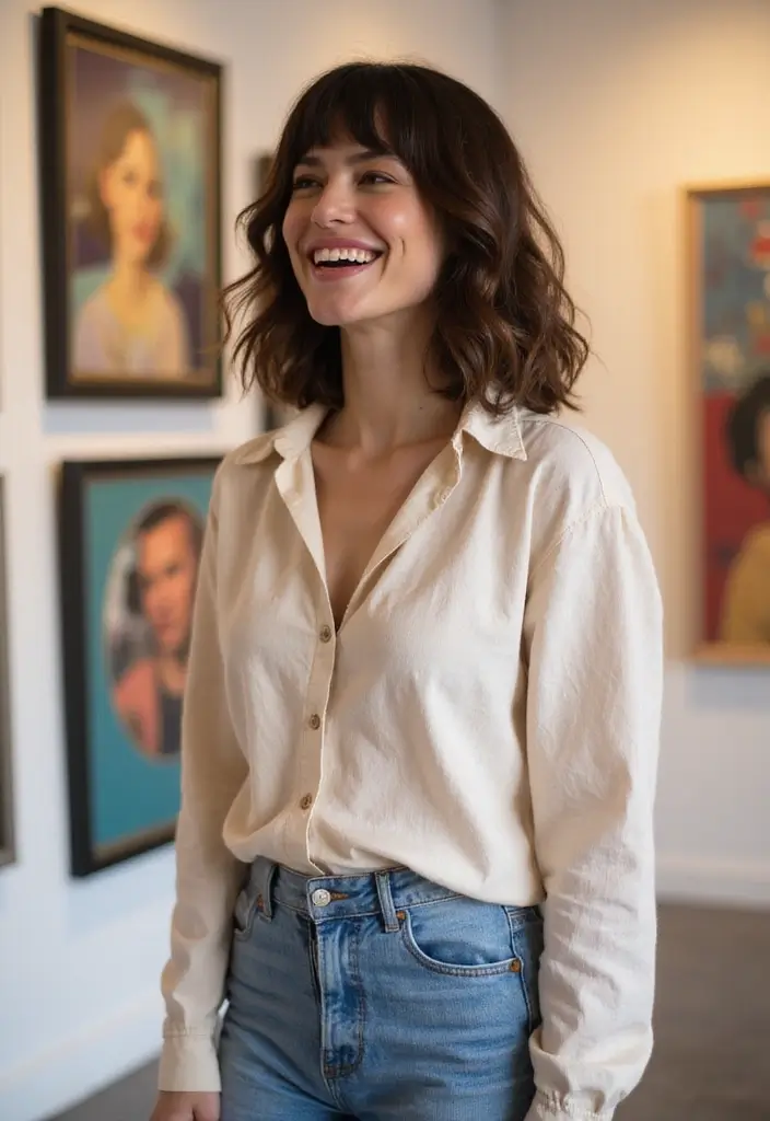 35 Haircut Medium Length Looks That Are Effortless - 34. Wavy Lob with Bangs