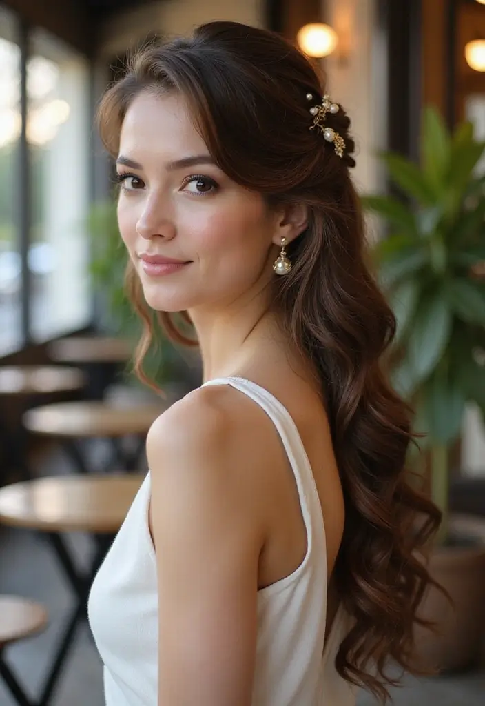 35 Hairstyles Side Part Ideas for a New You - Elegant Half-Up, Half-Down