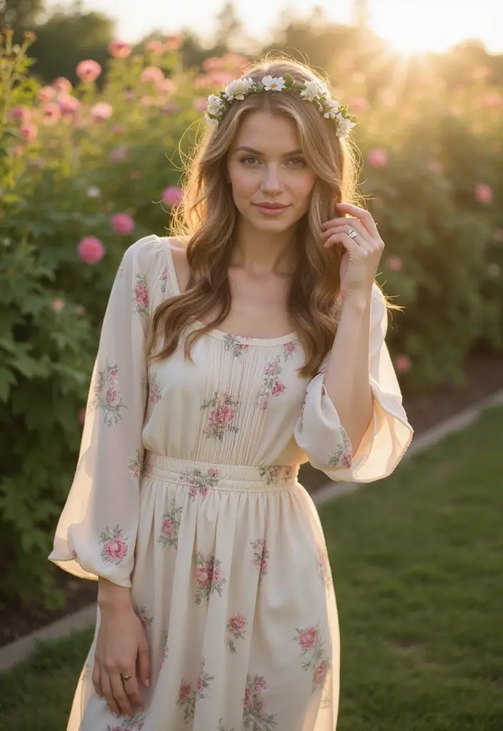 35 Hairstyles Side Part Ideas for a New You - Feminine Side Part with Floral Accents