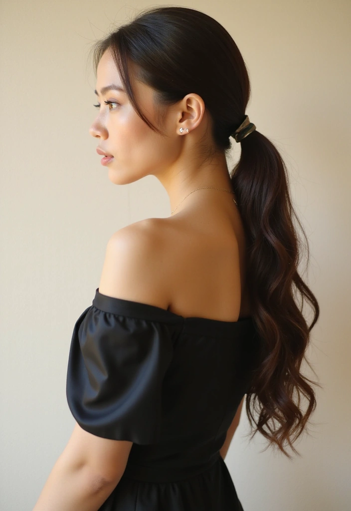 35 Hairstyles for Thin Hair Long That Look Fabulous - 30. Elegant Low Ponytail