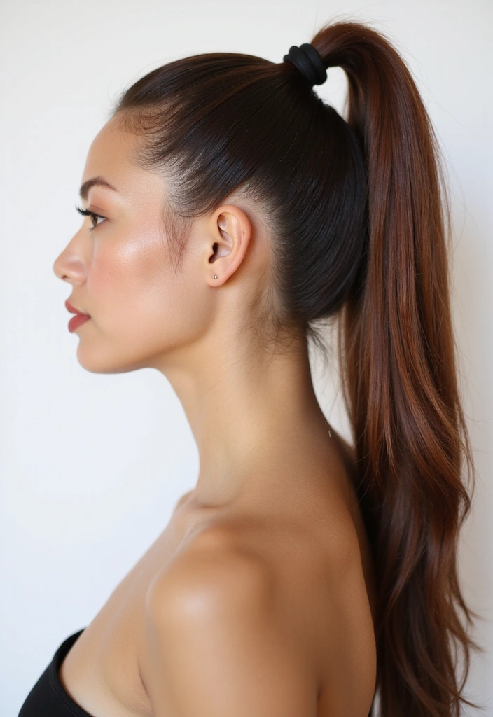 35 Hairstyles for Thin Hair Long That Look Fabulous - 5. Sleek High Ponytail