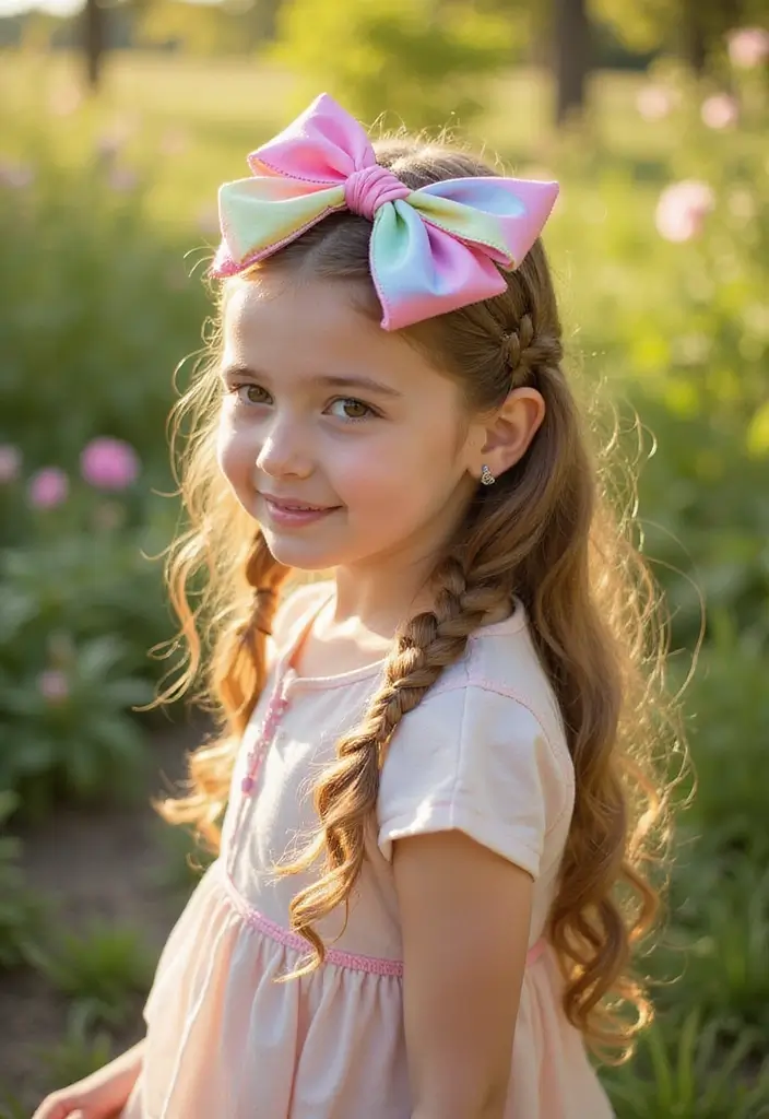 35 Hairstyles with Bows to Add a Cute Touch - 11. Bow-Topped Dutch Braid