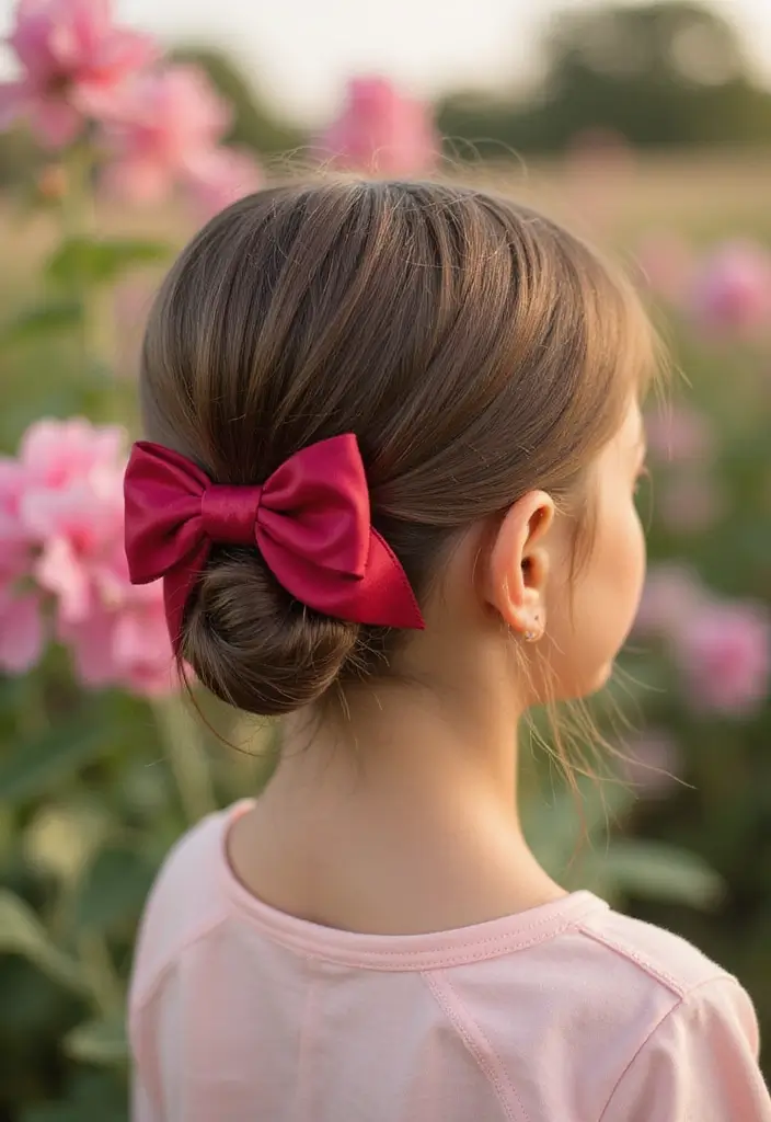 35 Hairstyles with Bows to Add a Cute Touch - 12. Bowed Low Bun