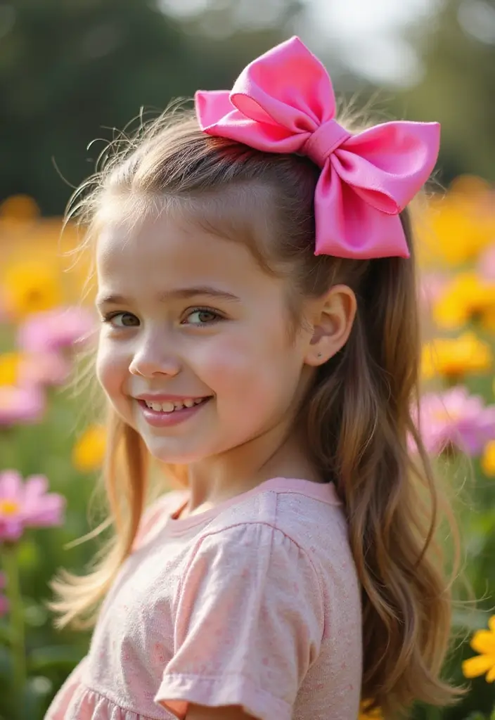 35 Hairstyles with Bows to Add a Cute Touch - 19. Bowed Side Twist