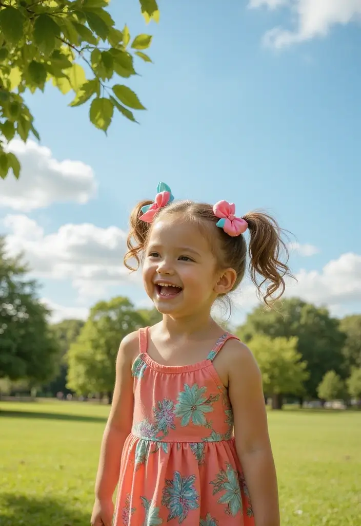 35 Hairstyles with Bows to Add a Cute Touch - 2. Double Bow Pigtails