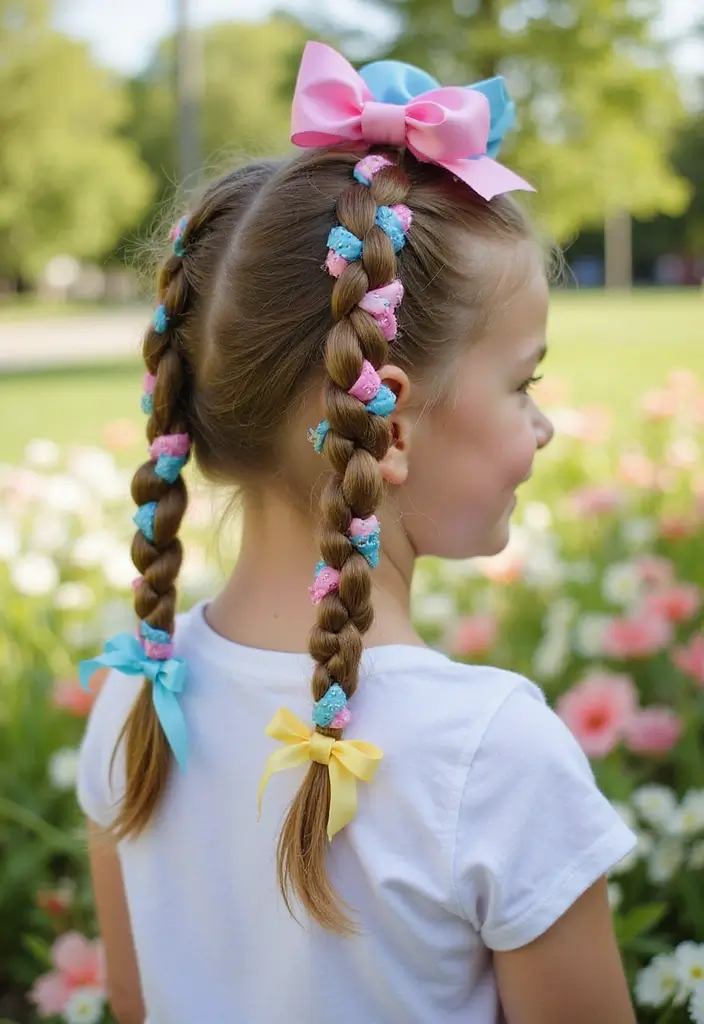 35 Hairstyles with Bows to Add a Cute Touch - 22. Bow Clip with Braided Ribbon