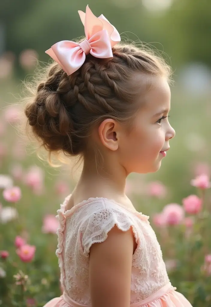35 Hairstyles with Bows to Add a Cute Touch - 26. Bow-Embellished Twisted Updo