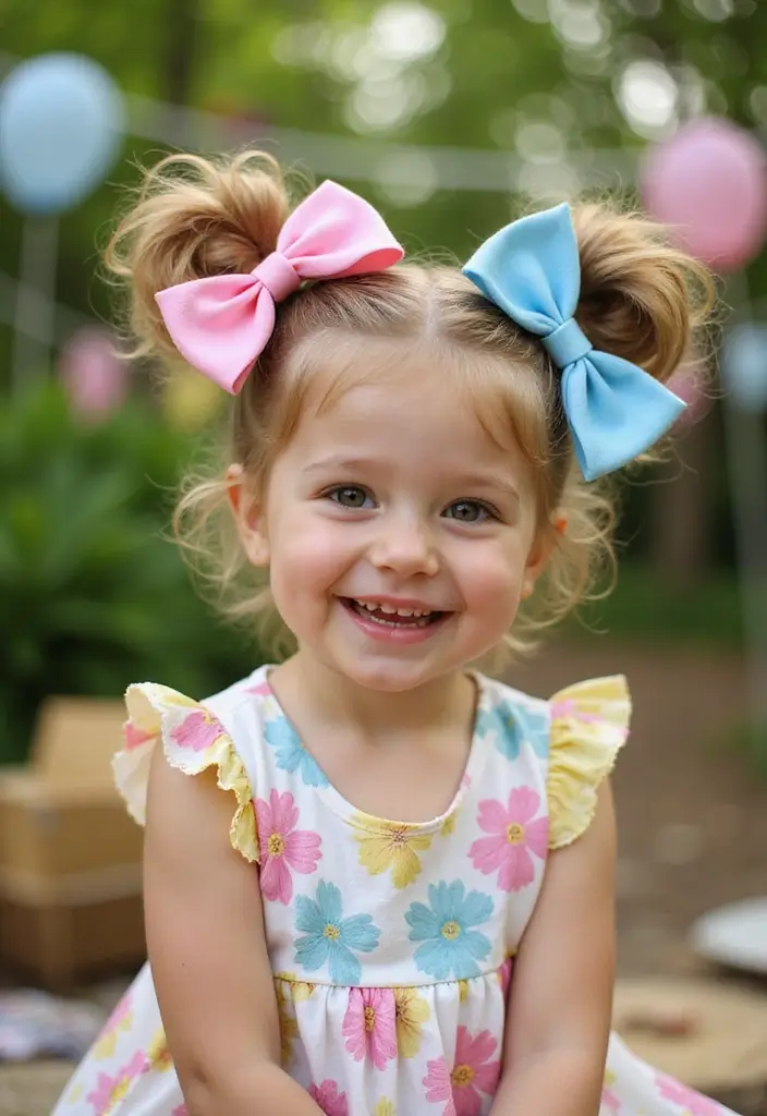 35 Hairstyles with Bows to Add a Cute Touch - 29. Bowed Side Buns