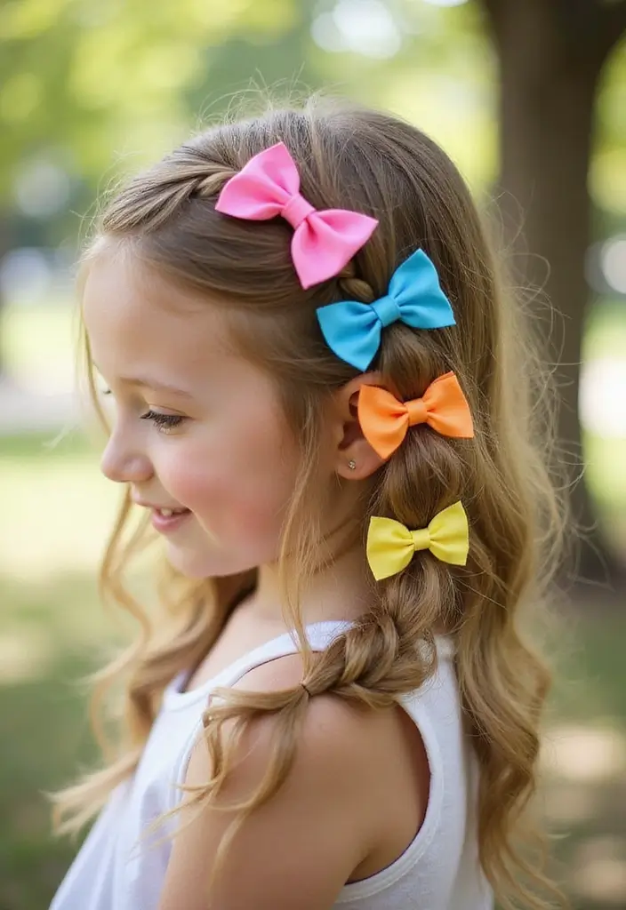 35 Hairstyles with Bows to Add a Cute Touch - 3. Bow-Embellished Braid