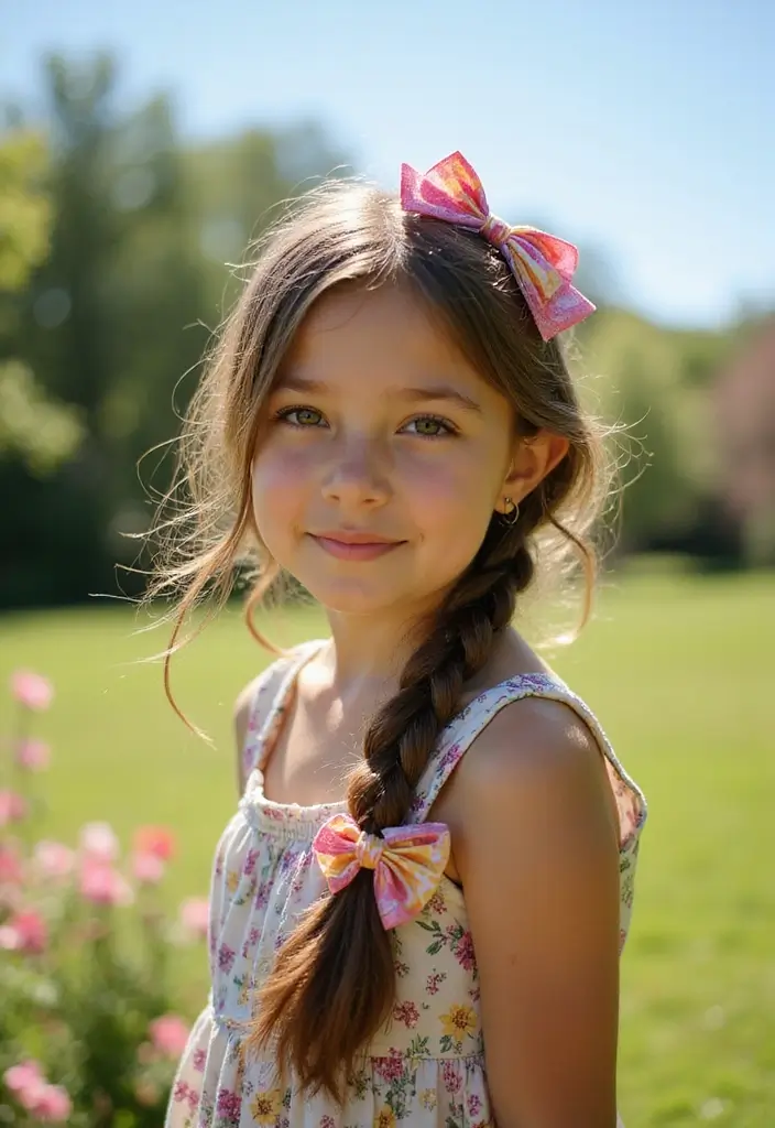 35 Hairstyles with Bows to Add a Cute Touch - 31. Bow-Accented Boho Braid