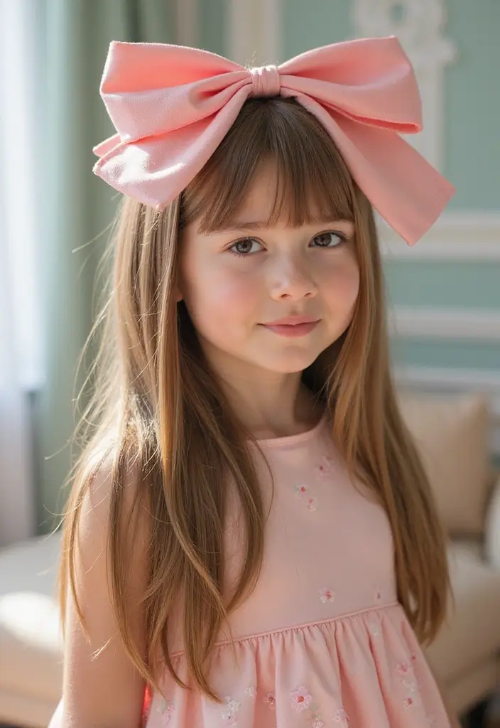 35 Hairstyles with Bows to Add a Cute Touch - 33. Big Bow with Sleek Straight Hair